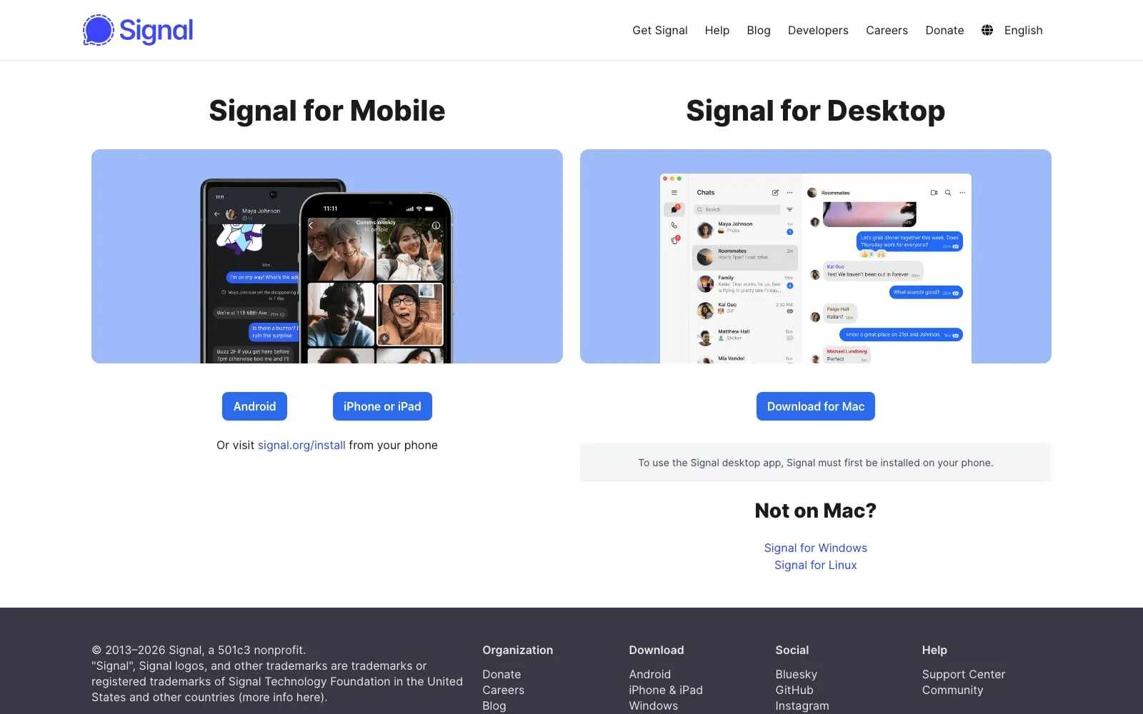 Screenshot of Signal