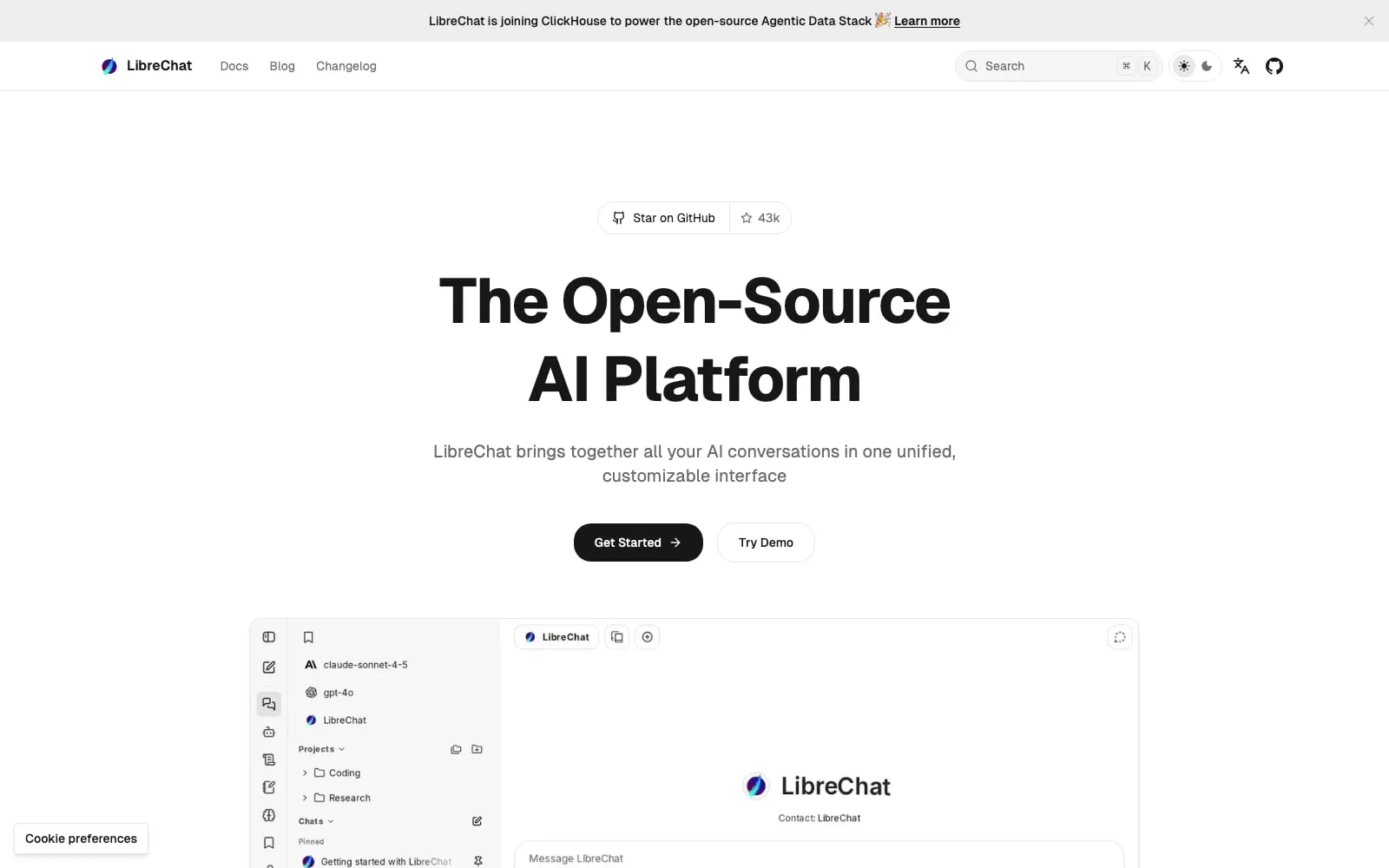 Screenshot of LibreChat