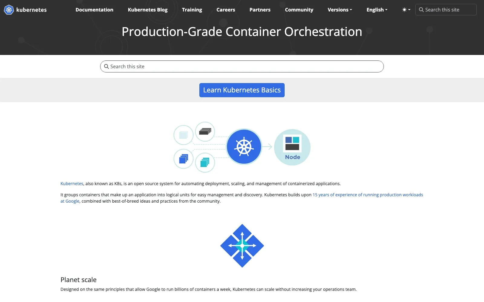 Screenshot of Kubernetes