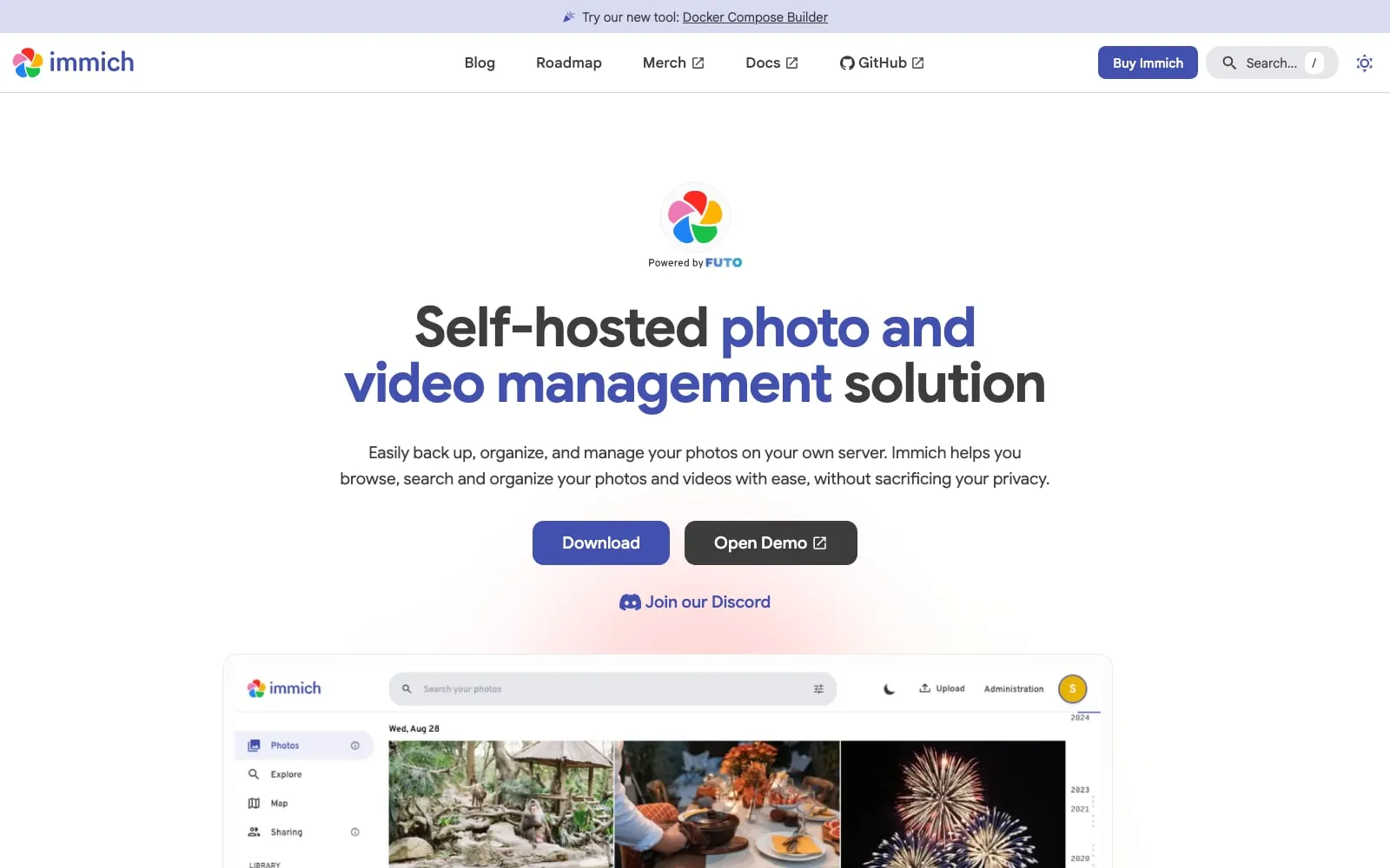 Screenshot of Immich