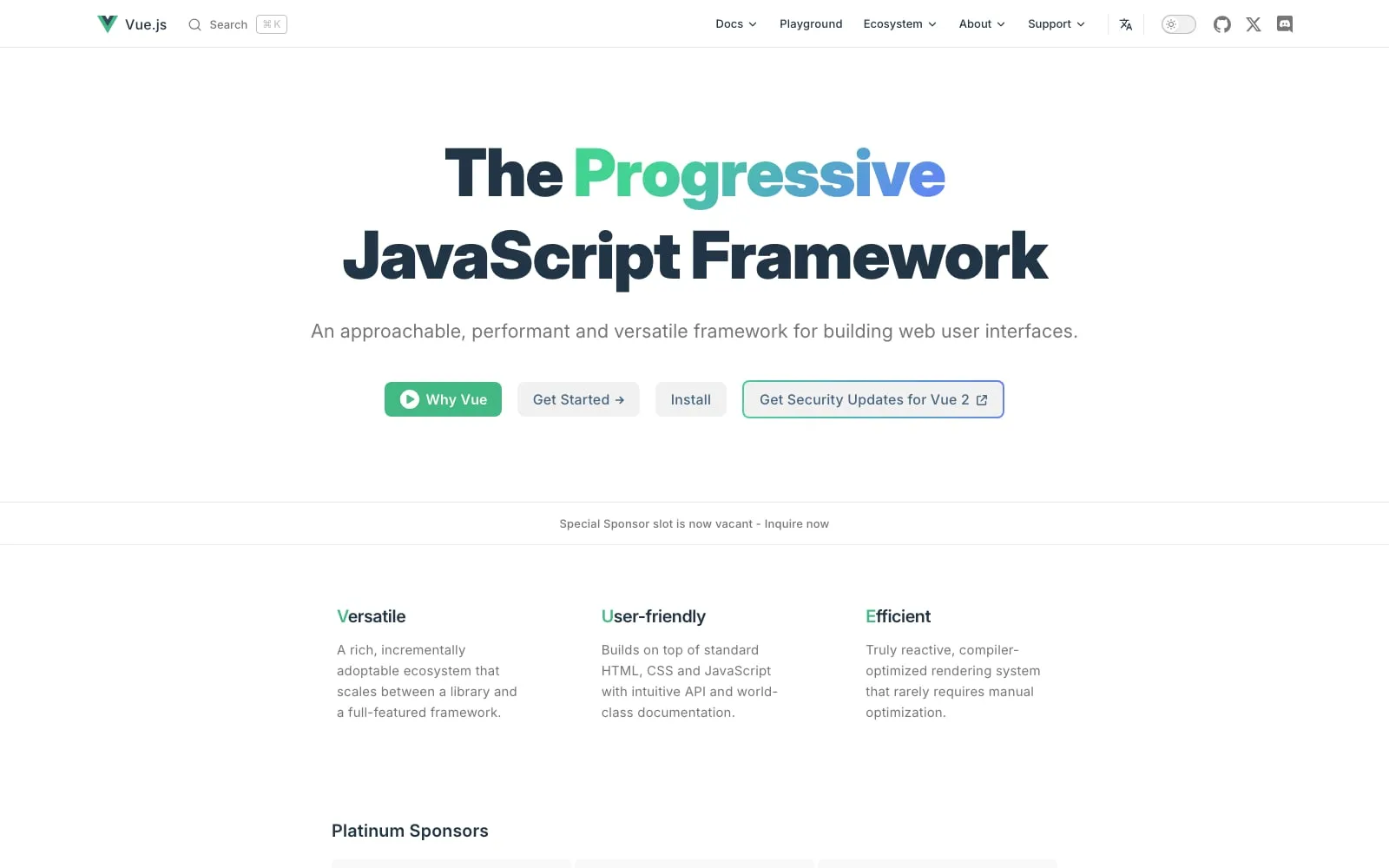 Screenshot of Vue.js