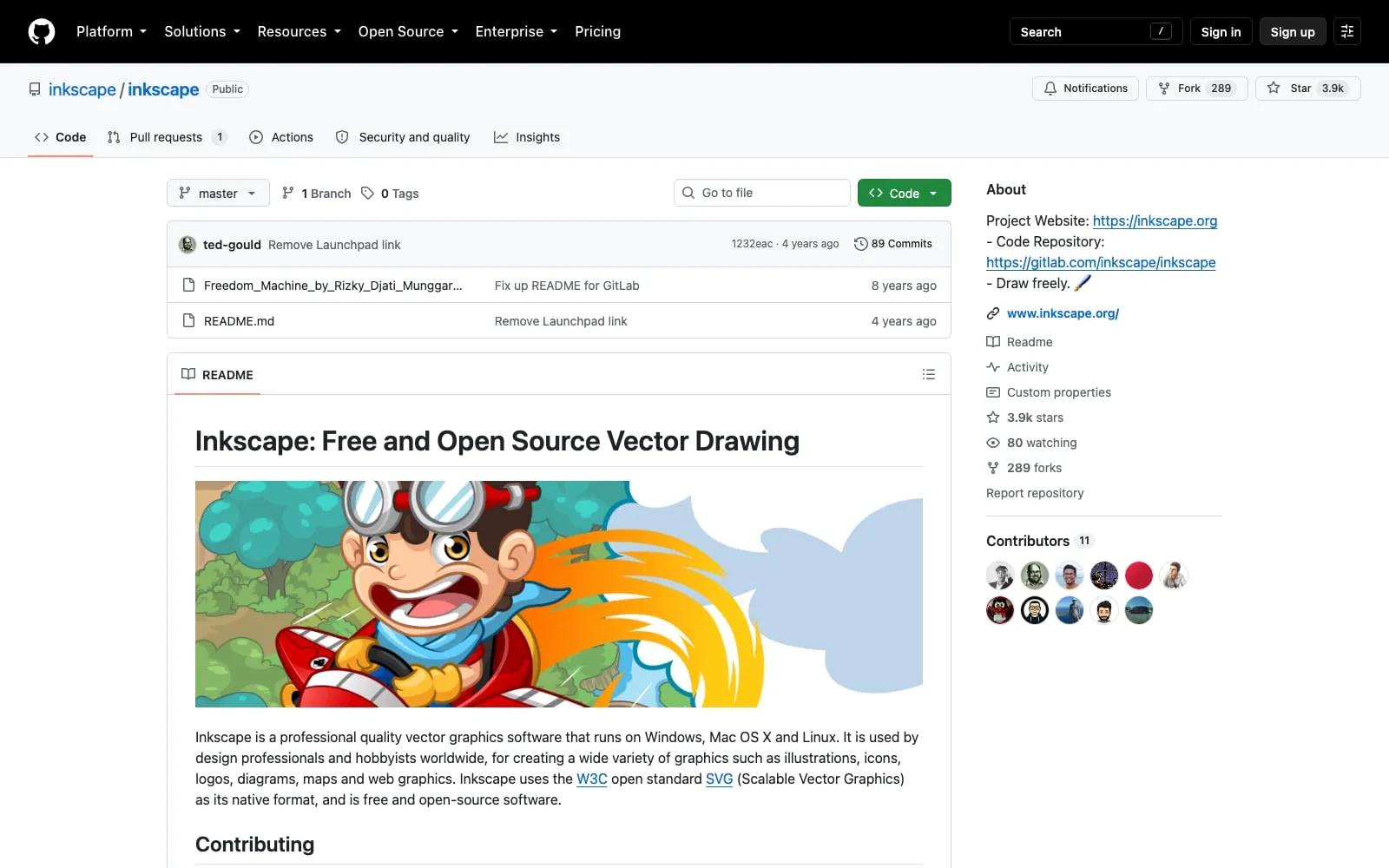 Screenshot of Inkscape