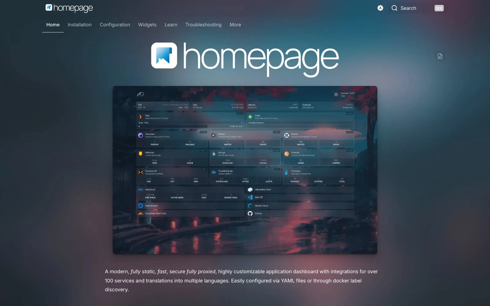Screenshot of Homepage