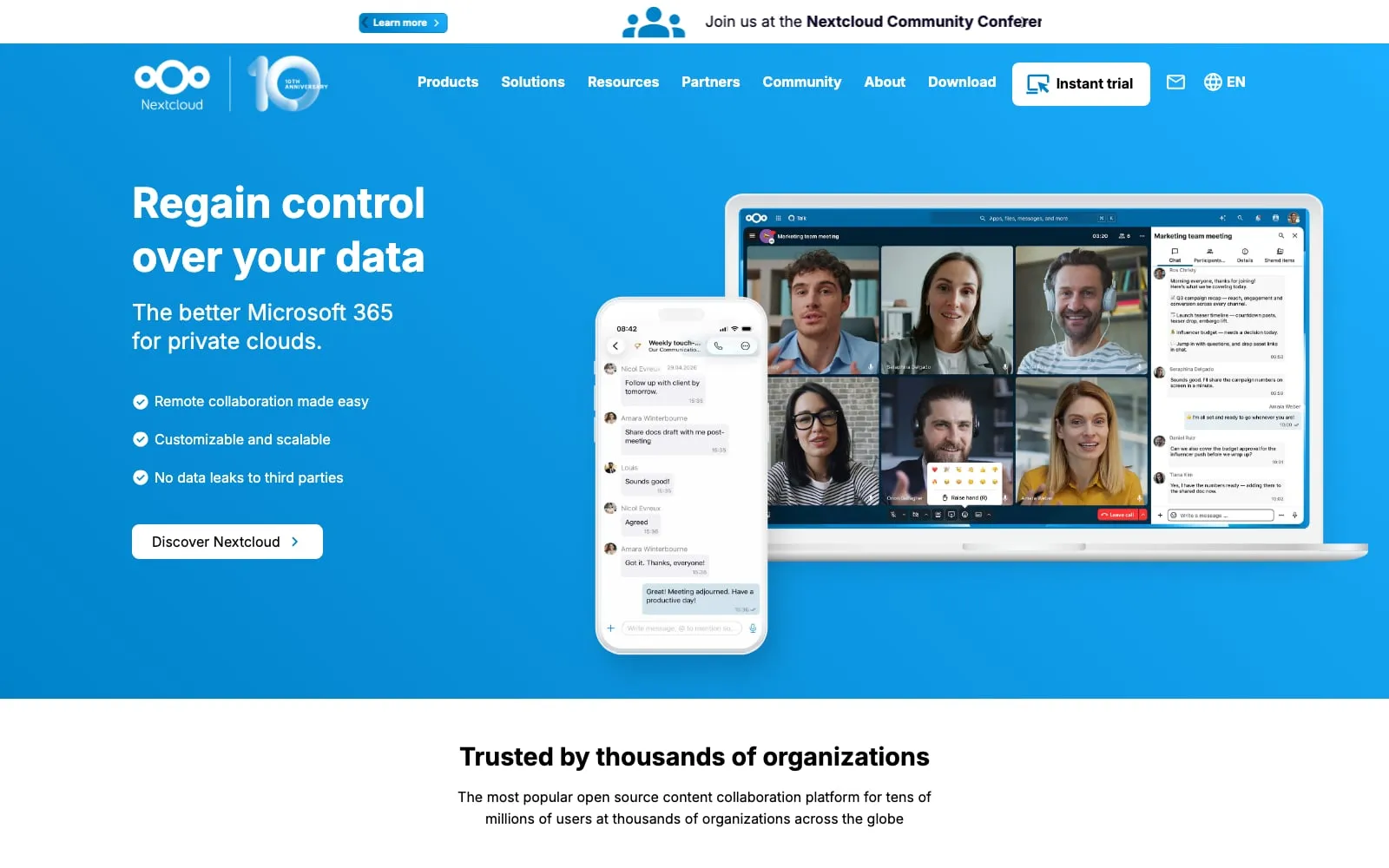 Screenshot of Nextcloud