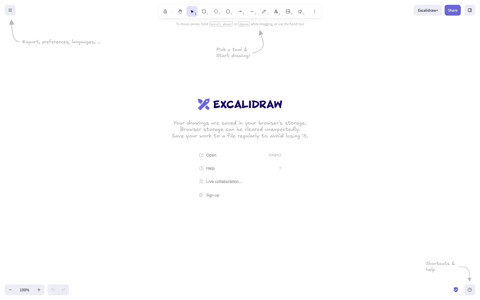 Screenshot of Excalidraw