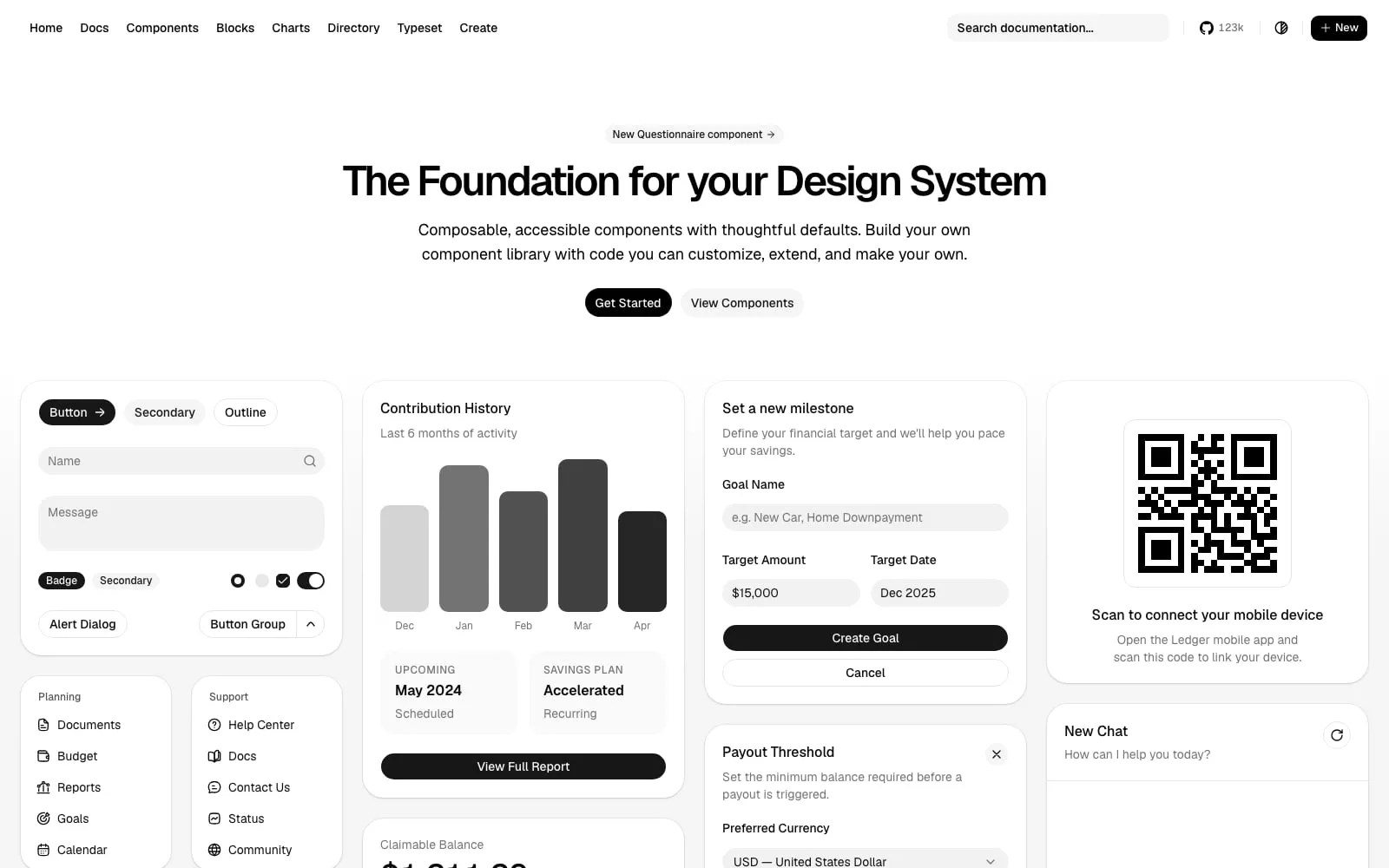 Screenshot of shadcn/ui