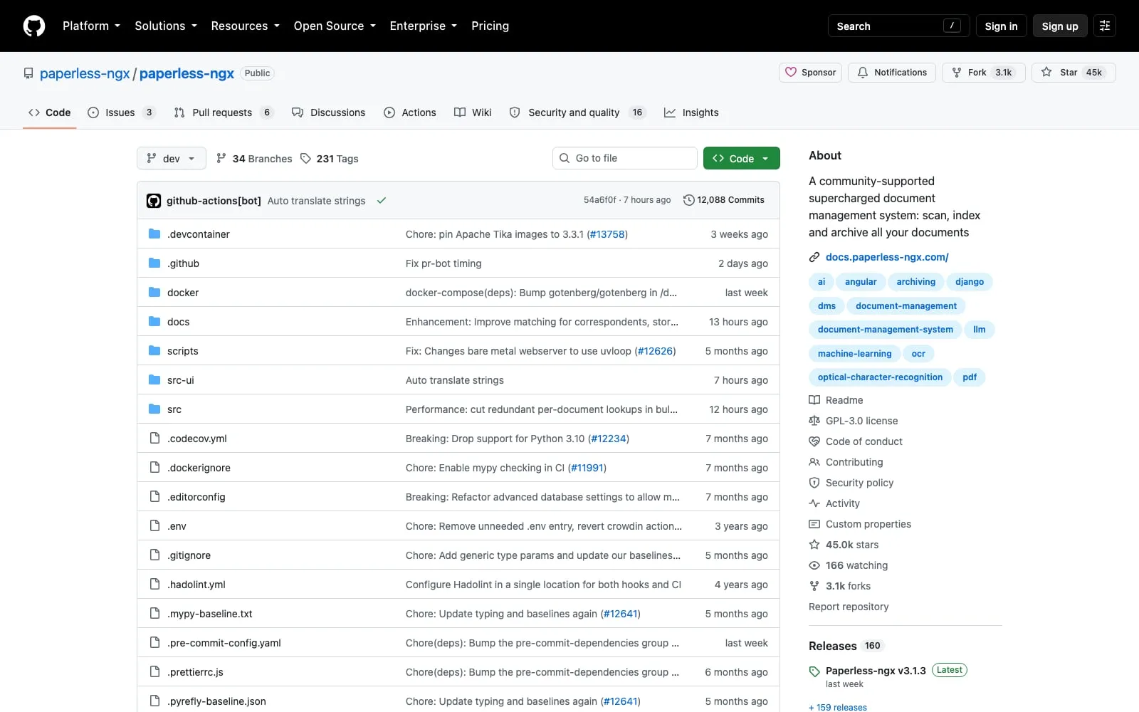Screenshot of Paperless-ngx