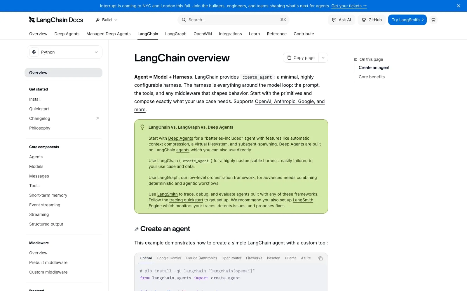 Screenshot of LangChain
